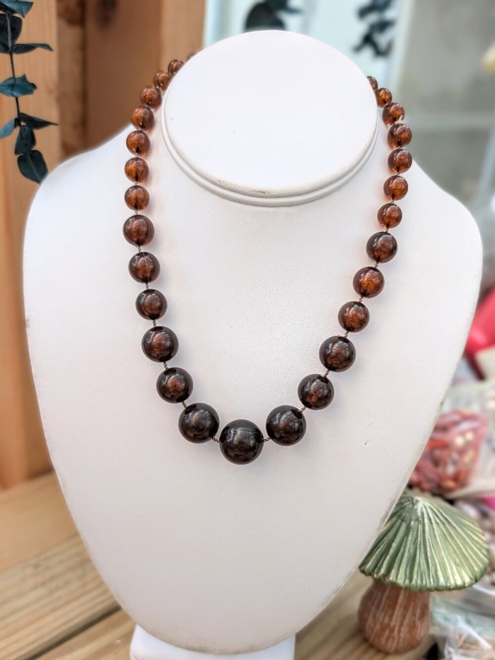 Vintage Root Beer Brown Beaded Necklace
